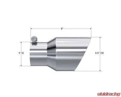 MBRP T304 Stainless Steel 4.5" O.D. Dual Wall Angled 3" Inlet 8" Length Exhaust Tip - T5151