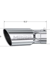 MBRP T304 Stainless Steel 6" O.D. Angled Rolled End 5" Inlet 15.5" Length 30 Degree Bend Exhaust Tip                                     - T5154 - Image 2
