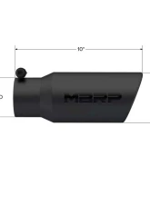 MBRP Black Coated 4" O.D. Angled Rolled End 3" Inlet 10" Length Exhaust Tip                                     - T5155BLK - Image 2
