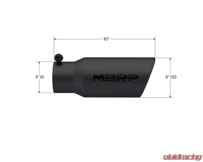 MBRP Black Coated 4" O.D. Angled Rolled End 3" Inlet 10" Length Exhaust Tip - T5155BLK