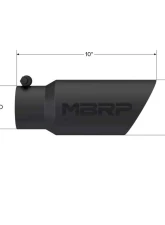 MBRP Black Coated 4" O.D. Dual Wall Angled 3" Inlet 10" Length Exhaust Tip                                     - T5156BLK - Image 2