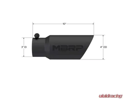 MBRP Black Coated 4" O.D. Dual Wall Angled 3" Inlet 10" Length Exhaust Tip - T5156BLK