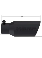 MBRP Black Coated 4" O.D. Angled Rolled End 2 3/4" Inlet 10" Length Exhaust Tip                                     - T5157BLK - Image 2