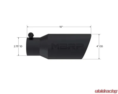 MBRP Black Coated 4" O.D. Angled Rolled End 2 3/4" Inlet 10" Length Exhaust Tip - T5157BLK