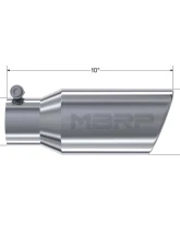 MBRP T304 Stainless Steel 4" O.D. Angled Rolled End 2 3/4" Inlet 10" Length Exhaust Tip                                     - T5157 - Image 2
