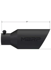 MBRP Black Coated 4.5" O.D. Dual Wall Angle Rolled End 2.5" Inlet 11" Length Exhaust Tip                                     - T5161BLK - Image 2
