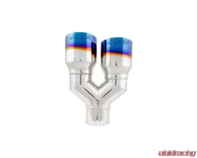 MBRP 2.5" ID Dual 3.5" OD Out Staggered Left 9" | Right 9.5" Length Single Wall Burnt End Tip - T5171BE