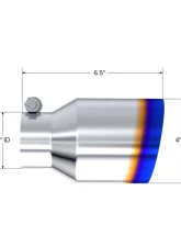 MBRP T304 Stainless Steel Burnt End Tip Pro Series 2.5" ID 4" OD Single Wall Angle Cut 6.5" Length                                     - T5176BE - Image 4