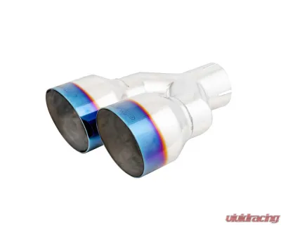 MBRP 2.5" ID Dual 4" OD Out Staggered Left 9.5" | Right 9" Length Single Wall Burnt End Exhaust Tip - T5177BE