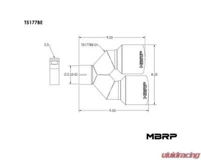 MBRP 2.5" ID Dual 4" OD Out Staggered Left 9.5" | Right 9" Length Single Wall Burnt End Exhaust Tip - T5177BE