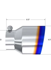 MBRP T304 Stainless Steel Burnt End Tip 3" inlet 4.5" OD Out 6.13" Length Angle Cut                                     - T5180BE - Image 4