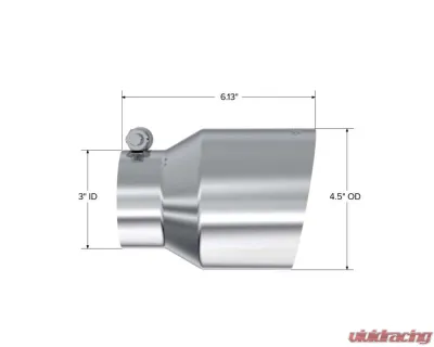 MBRP 3" ID 4.5" OD Out 6.13" Length Angle Cut Single Wall Exhaust Tip - T5180