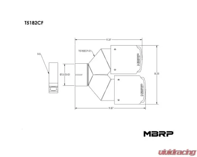 MBRP 3" ID Dual 4" OD OUT Staggered Left 9.87" | Right 9.37" Length Dual Wall Carbon Fiber Exhaust Tip - T5182CF