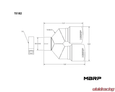 MBRP 3" ID 4" OD Dual OUT Staggered Left 9.87" | Right 9.37" Length Single Wall Exhaust Tip - T5182