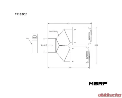 MBRP 3" ID Dual 4" OD OUT Staggered Left 9.37" | Right 9.87" Length Dual Wall Carbon Fiber Exhaust Tip - T5183CF