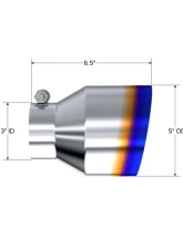 MBRP 3" ID 5" OD Out 6.5" Length Angle Cut Single Wall Burnt End Exhaust Tip                                     - T5184BE - Image 2