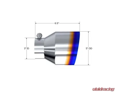 MBRP 3" ID 5" OD Out 6.5" Length Angle Cut Single Wall Burnt End Exhaust Tip - T5184BE