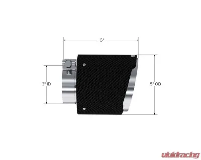 MBRP 3" ID 5" OD Out 6.13" Length Angle Cut Dual Wall Carbon Fiber Exhaust Tip - T5184CF