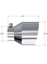 MBRP 3" ID 5" OD Out 6.5" Length Angle Cut Single Wall Stainless Steel Exhaust Tip                                     - T5184 - Image 2