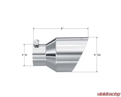 MBRP 3" ID 5" OD Out 8" Length Angle Cut Dual Wall Stainless Steel Exhaust Tip - T5187