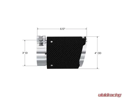 MBRP 3" ID 4" OD Out 6.13" Length Angle Cut Dual Wall Carbon Fiber Exhaust Tip - T5188CF