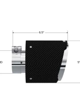 MBRP 2.5" ID 5" OD Out 6.5" Length Angle Cut Dual Wall Carbon Fiber Exhaust Tip                                     - T5190CF - Image 2