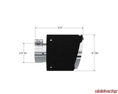 MBRP 2.5" ID 5" OD Out 6.5" Length Angle Cut Dual Wall Carbon Fiber Exhaust Tip - T5190CF