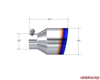 MBRP Exhaust Tip. 4.5in. OD Out. 2.5in. ID. 6.5in Length. Single Wall. BE T304 - T5191BE