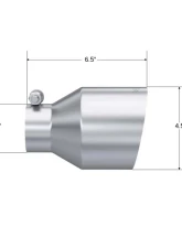MBRP Exhaust Tip. 4.5in. OD Out. 2.5in. ID. 6.5in Length. Single Wall. T304                                     - T5191 - Image 2