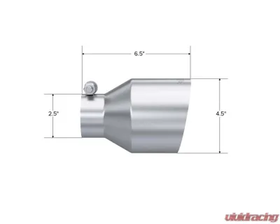 MBRP Exhaust Tip. 4.5in. OD Out. 2.5in. ID. 6.5in Length. Single Wall. T304 - T5191