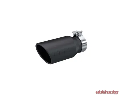 MBRP 4.5" OD 3.2" Inlet ID 10" Length Black-Coated T304 Stainless Steel Single Walled Angled Cut Rolled End Universal - T5196BLK