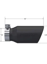 MBRP 4.5" OD 3.2" Inlet ID 10" Length Black-Coated T304 Stainless Steel Single Walled Angled Cut Rolled End Universal                                     - T5196BLK - Image 2