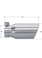 MBRP 4.5" OD 3.2" Inlet ID 10" Length T304 Stainless Steel Single Walled Angled Cut Rolled End Universal                                     - T5196 - Image 2