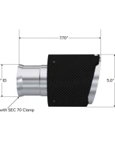 MBRP 3" ID 5" OD Out 8" Length Angle Cut Dual Wall Carbon Fiber Tips (Pairs) Dodge Durango 2018+                                     - T5197CF - Image 4