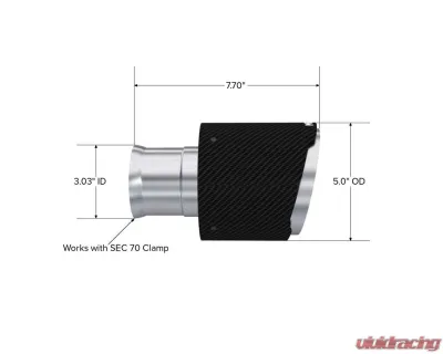 MBRP 3" ID 5" OD Out 8" Length Angle Cut Dual Wall Carbon Fiber Tips (Pairs) Dodge Durango 2018+ - T5197CF