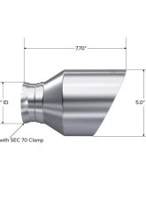 MBRP 3" ID 5" OD Out 8" Length Angle Cut Dual Wall T304 Stainless Steel Tips (Pairs) Dodge Durango 2018+                                     - T5197 - Image 4