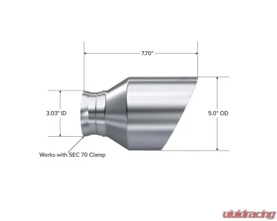 MBRP 3" ID 5" OD Out 8" Length Angle Cut Dual Wall T304 Stainless Steel Tips (Pairs) Dodge Durango 2018+ - T5197