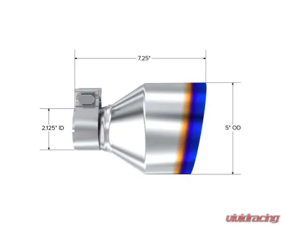 MBRP Exhaust Tip, 5in OD Out, 2.125in ID, 7.25in Length, Single Wall, BE T304 - T5202BE