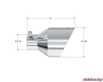 MBRP 8" Angle Cut Dual Wall T304 Stainless Steel Tip - T5203