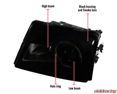 Spec-D Halo Projector Headlights (Black Housing/Smoked Lens) Ford Ranger 1998-2000 - LHP-RAN98SM-RS