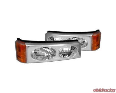 Spec D Chrome Amber | Clear Crystal Turn Signal | Parking Lights Chevy Silverado 1500 | 2500 | 3500 2003-2006 - 2LB-SIV04-KS