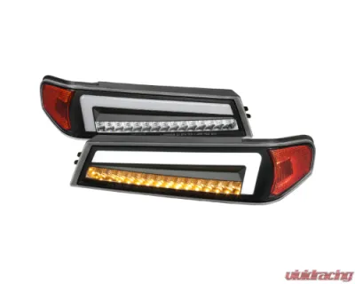Spec-D Parking Lights Led Sequential Switchback Turn Signal Matte Black Housing Clear Lens Chevrolet Colorado 2004-2012 - 2LC-COL04JMLED-RS