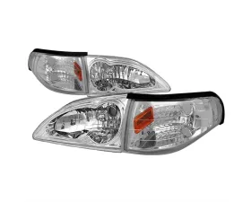 Spec-D Combo Chrome Housing Headlight with Corner Light Ford Mustang 1994-1998