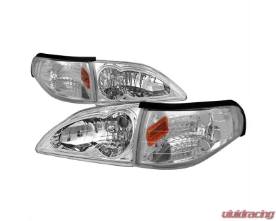 Spec-D Combo Chrome Housing Headlight with Corner Light Ford Mustang 1994-1998 - 2LCLH-MST94-RS