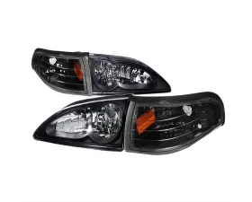 Spec-D Combo Black Housing Headlight with Corner Light Ford Mustang 1994-1998
