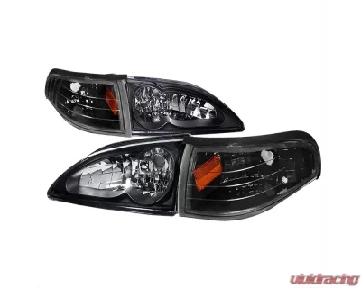 Spec-D Combo Black Housing Headlight with Corner Light Ford Mustang 1994-1998 - 2LCLH-MST94JM-RS