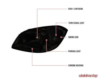 Spec-D Smoked Euro Headlights Chevrolet Cobalt 2005-2010 - 2LH-COB05G-RS
