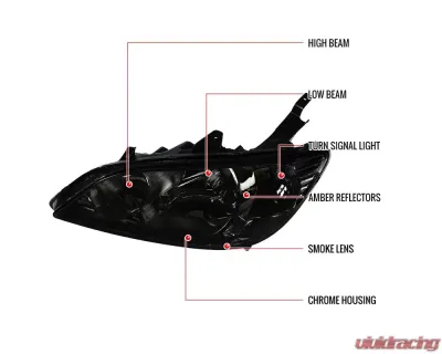 Spec-D  Housing Headlights Smoke Honda Civic 2004-2005 - 2LH-CV04G-RS
