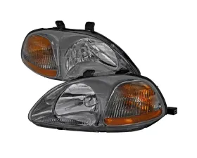 Spec-D Crystal Housing Headlights Smoke Honda Civic 1996-1998