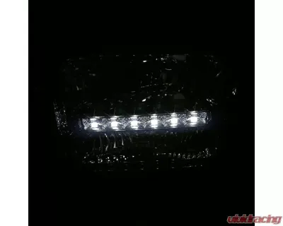 Spec-D Crystal Headlights w/ SMD LED Light Strip (Chrome Housing/Smoked Lens) Ford F-Series | Excursion 2005-2007 - 2LH-F25005G-RS